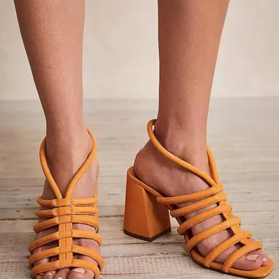 Free People Colette Cinched Heels In Hot Orange