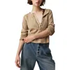 Free People Colt Long Sleeve Waffle Knit Henley In Dolphin