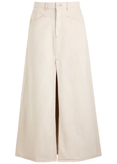 Free People Come As You Are Denim Maxi Skirt In Cream