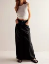 Shop Free People Come As You Are Denim Maxi Skirt In Black