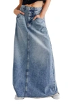 FREE PEOPLE FREE PEOPLE COME AS YOU ARE FRAY HEM DENIM MAXI SKIRT