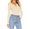 Free People Come On Over Henley Top In Oatmeal Combo In Beige