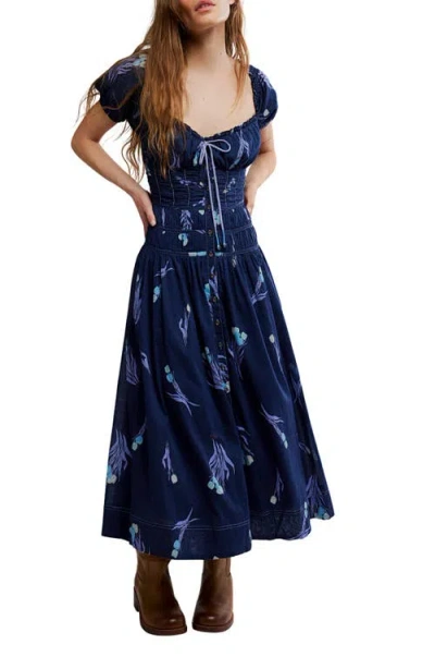 Free People Complete Me Cotton Midi Dress In Blue