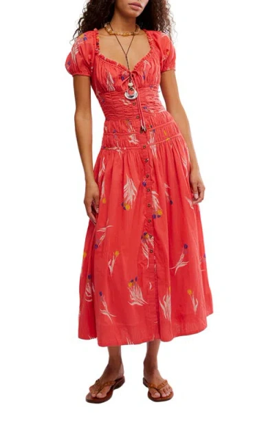 Free People Complete Me Cotton Midi Dress In Red