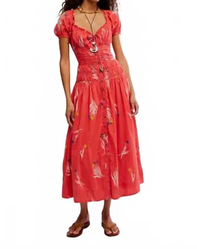 Free People Complete Me Midi Dress In Coral Combo In Red