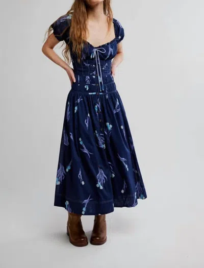 Free People Complete Me Midi Dress In Navy Combo In Blue