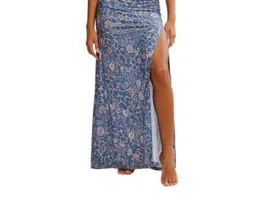 Free People Concrete Jungle Maxi Slip Dress In Stone Blue Combo