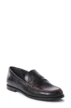 Free People Contrast Stitch Penny Loafer In Black Leather
