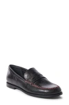 Free People Contrast Stitch Penny Loafer In Black Leather