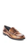 Free People Contrast Stitch Penny Loafer In Bronze Age Metallic