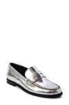 Free People Blanket Stitch Loafers Pale Pewter Leather In Pale Pewter Leather