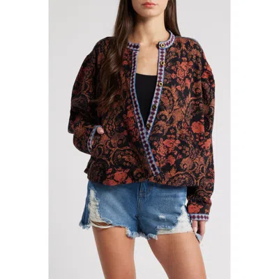 Free People Contrast Trim Button-up Jacket In Bleached Combo