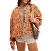 Free People Contrast Trim Button-up Jacket In Earth Combo