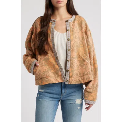 Free People Contrast Trim Button-up Jacket In Earth Combo