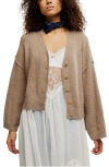 Free People Cool Of The Night V Neck Cardigan Sweater In Nude