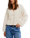 Free People Cool Of The Night V Neck Cardigan Sweater In White