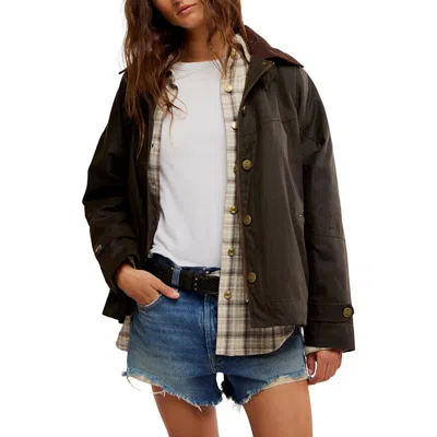 Free People Cori Waxed Cotton Jacket In Green