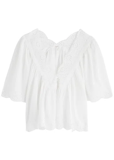Free People Costa Broderie Anglaise Cotton Blouse In White