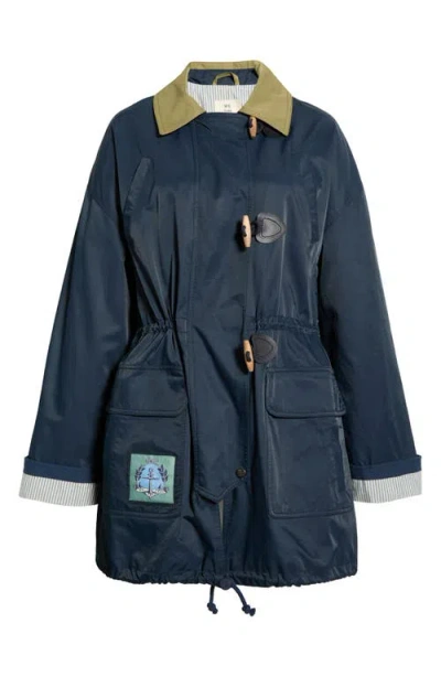 Free People Cotton & Nylon Captain's Jacket In Blue