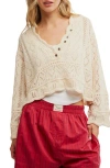 Free People Charlotte Cotton Blend Crop Pointelle Sweater