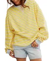 Free People Oversize Stripe Sweatshirt In Dandelion