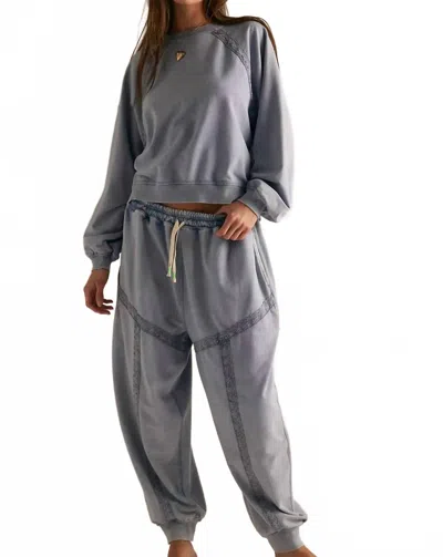 Free People Couch Club Pajama Set In Early Night Combo In Gray