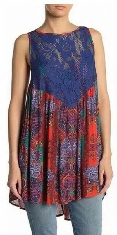 Free People Count Me In Trapeze Mini Dress In Hot Red Combo In Multi