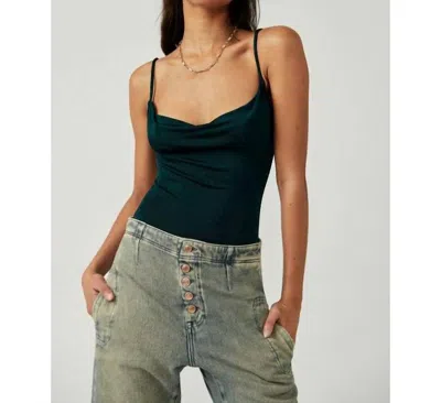 Free People Cowls In The Club Bodysuit In Pine In Black