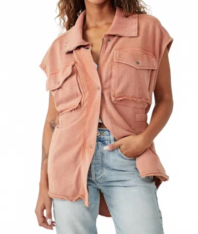 Free People Coza Utility Vest In Cinnabear In Pink