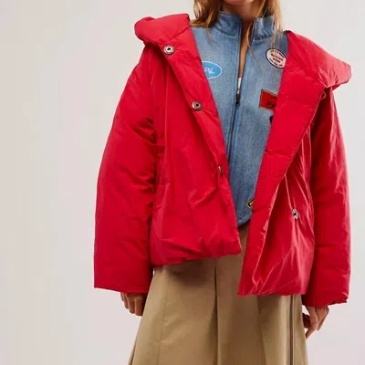 Free People Cozy Cloud Puffer In Cherry In Red
