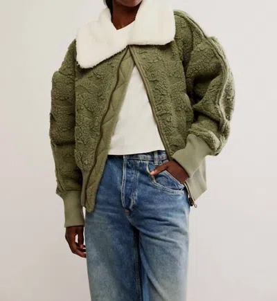 FREE PEOPLE COZY UP CARDIGAN COAT IN CRYSTAL KELP COMBO