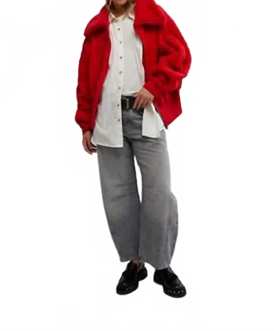 Free People Cozy Up Cardigan In Red