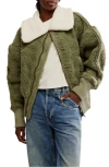 Free People Cozy Up Textured Fleece Cardigan In Crystal Kelp Combo