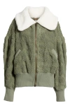 Free People Cozy Up Textured Fleece Cardigan In Crystal Kelp Combo