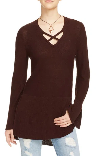 Free People Crisscross Sweater In Burgundy