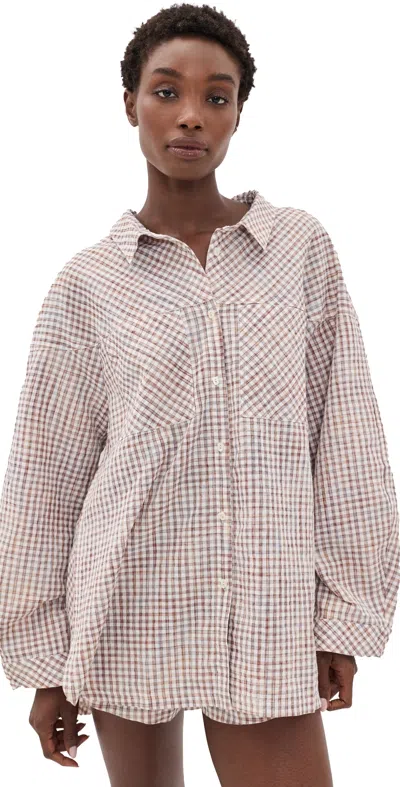 Free People Cross My Heart Button Down Shirt Ivory Combo In Multi