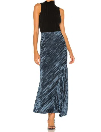 Free People Crushed Velvet Slip Maxi Skirt In Blue In Black