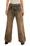 Free People Curvy Outlaw Wide Leg Cargo Jeans In Memphis Mud