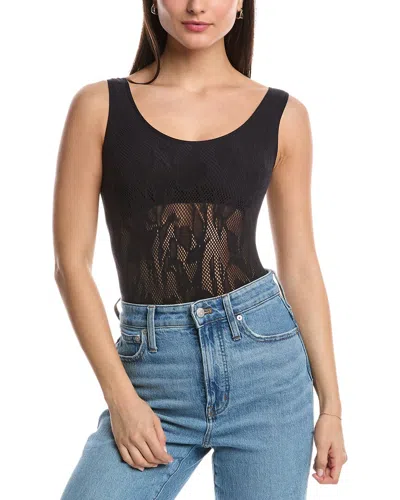 Free People Cutout Plunge Textured Bodysuit In Black