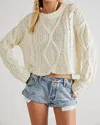 Free People Cutting Edge Cable Pullover Sweater In Ivory In Multi