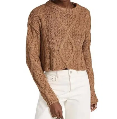 Free People Cutting Edge Cable Sweater In Camel In Brown