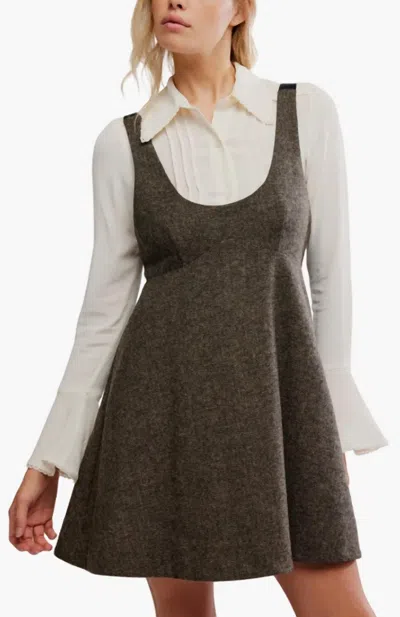 Free People Cyd Mini Dress In Espresso Combo In Gray