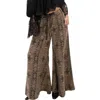 Free People Dahlia Print Wide Leg Pants In Brown