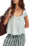 Free People Dahlia Tie Front Linen & Cotton T-shirt In Green