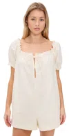 Free People Daisy Denim Babydoll Romper In Vanilla