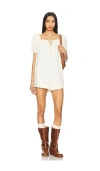 Free People Daisy Denim Babydoll Romper In Vanilla