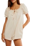 Free People Daisy Denim Babydoll Romper In Vanilla