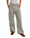 Free People Womens Dakota Cinched Striped Denim Trousers Washed Railroad In Washed Railroad