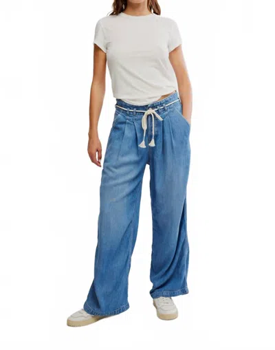 Free People Dakota Cinched Pull-on Jeans In Vine In Blue