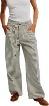 Free People Womens Dakota Cinched Striped Denim Trousers Washed Railroad In Multi